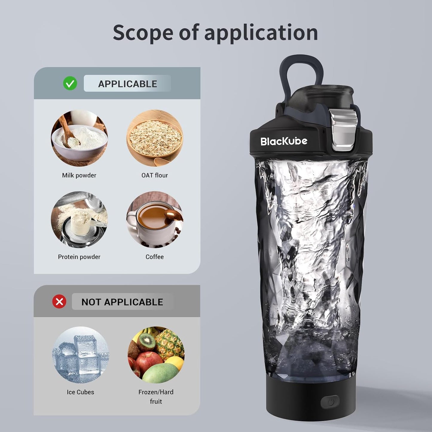 Electric Protein Shaker Bottles - 24 Oz Rechargeable Vortex Mixer Cup | BPA Free | Made with Tritan | for Making Protein Shakes