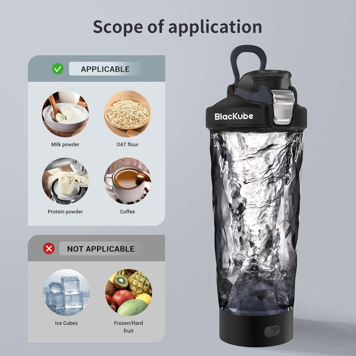 Electric Protein Shaker Bottles - 24 Oz Rechargeable Vortex Mixer Cup | BPA Free | Made with Tritan | for Making Protein Shakes