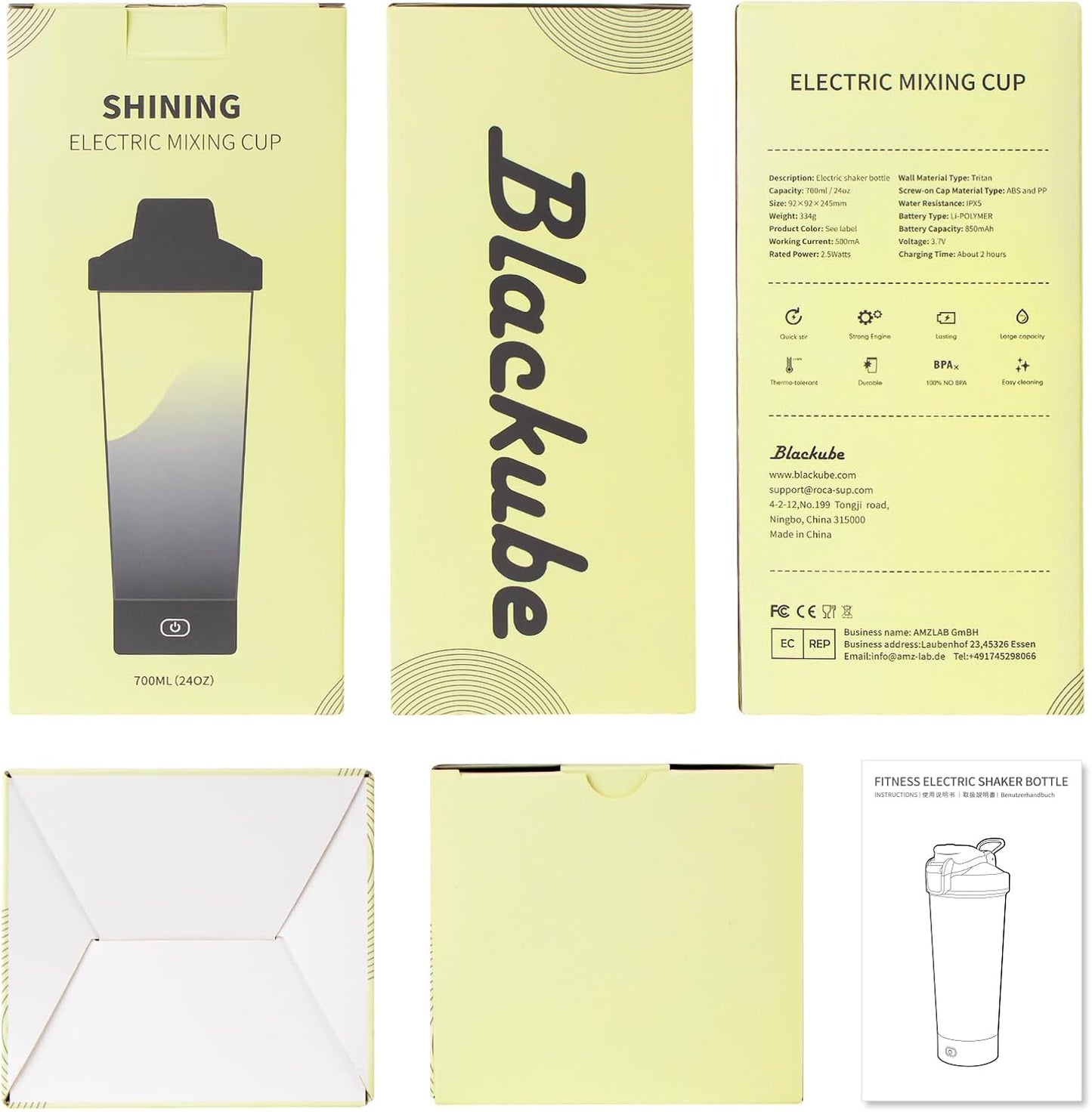 Electric Protein Shaker Bottles - 24 Oz Rechargeable Vortex Mixer Cup | BPA Free | Made with Tritan | for Making Protein Shakes